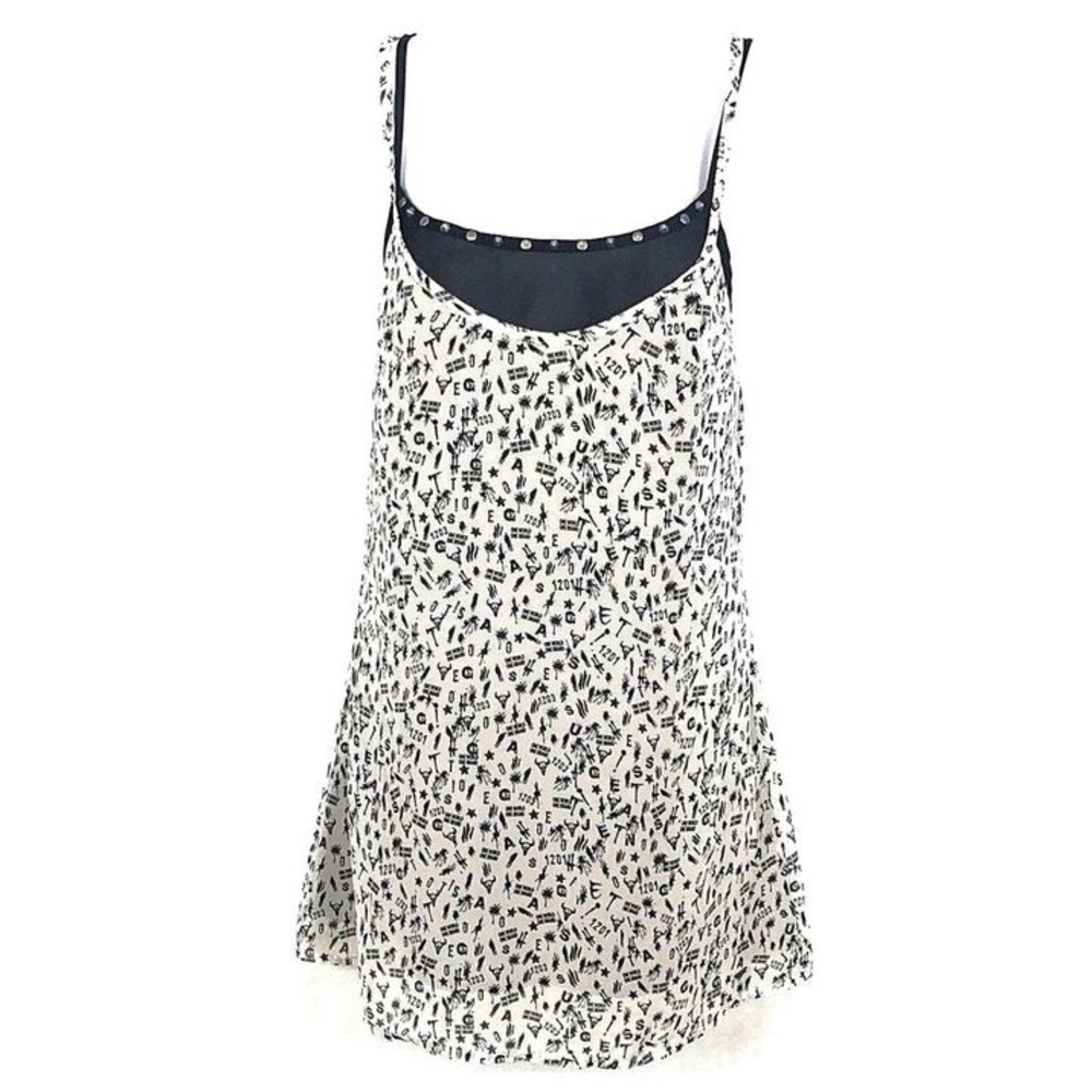Vintage Guess Stylish Black and White Women's Mini Dress Or Top W/Pockets